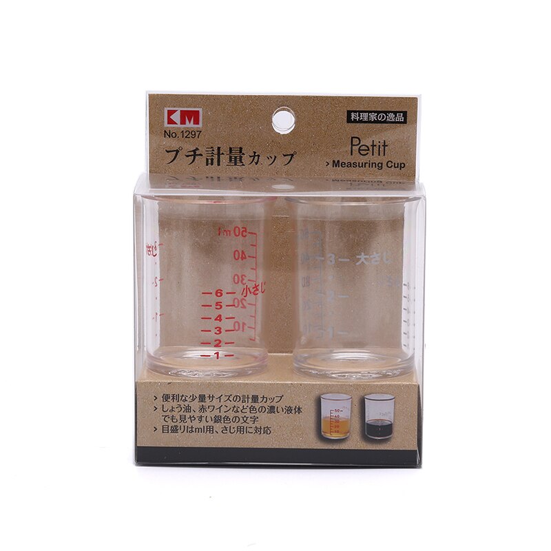2Pcs 50ml Plastic Measuring Cup Clear Scale Show Transparent Mug Pour Spout Measuring Device