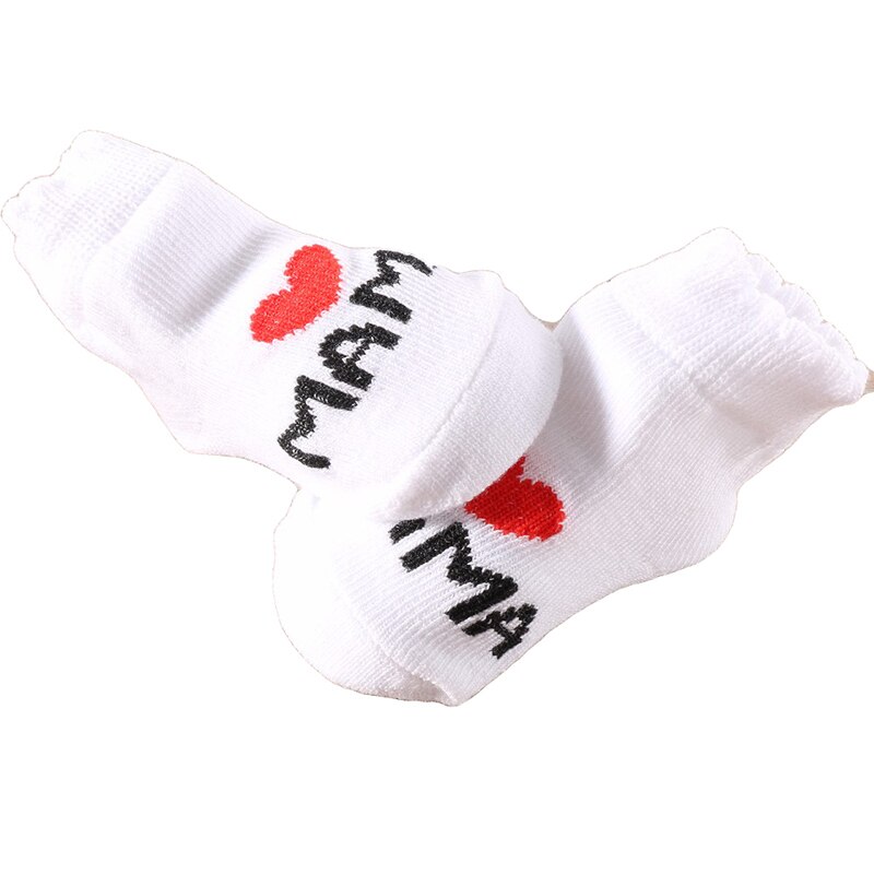 neue SchöNe Weiche Baby Socken Neugeborenen Kleinkind Kleinkind freundlicher Mädchen Jungen Streifen Baumwolle Liebe Mutter/Papa Socken 0 ~ 3 monate