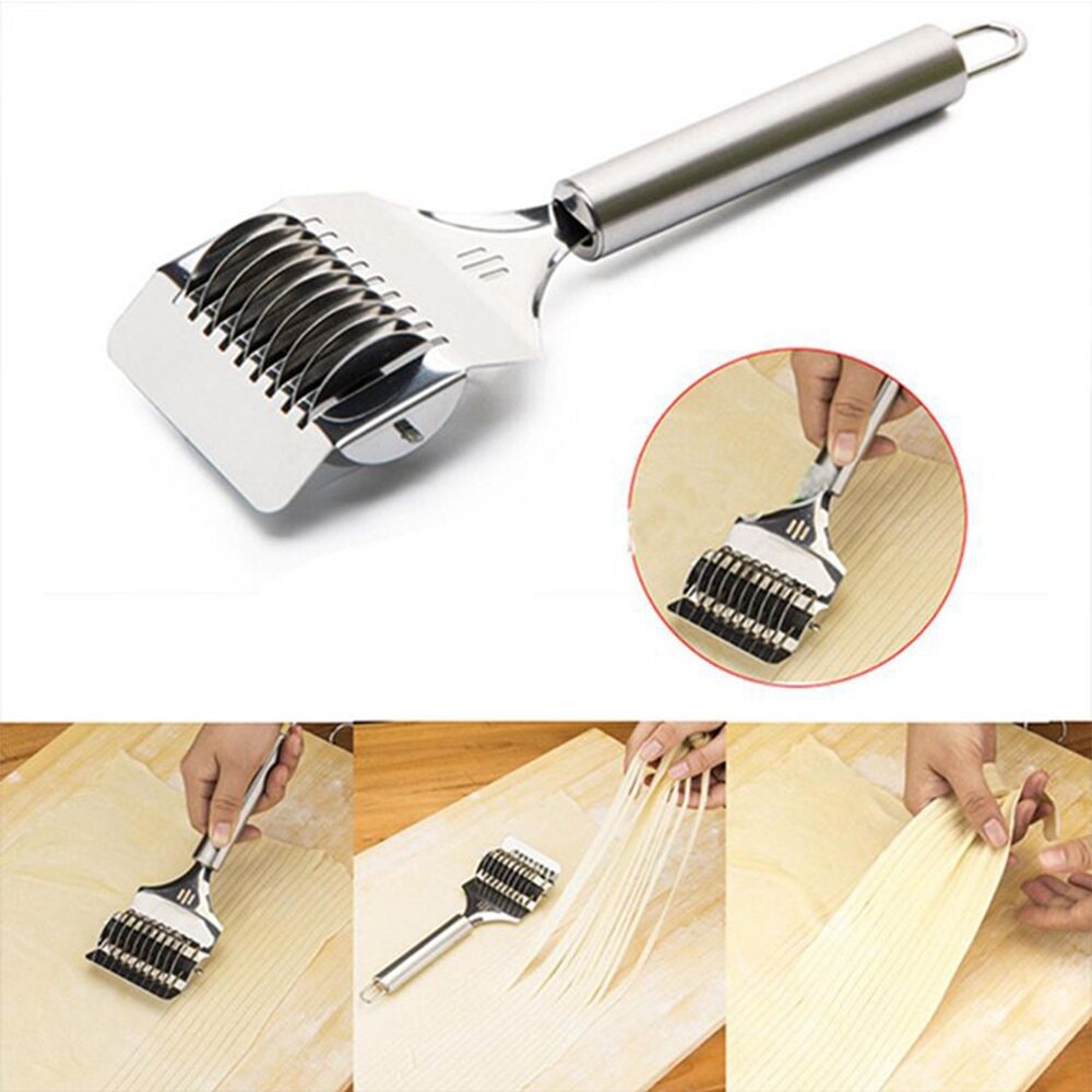 1PC Kitchen Dough Cutter Noodle Lattice Roller High Grade Stainless Steel Docker Portable Pasta Spaghetti Cooking Maker