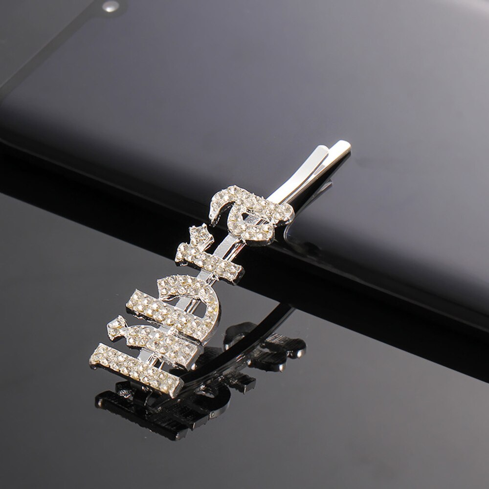 12 zodiac hårnålar trend strass stensatta hårspännen bobby pins bröllop kristall bling brud styling hårspänne: Silver 2