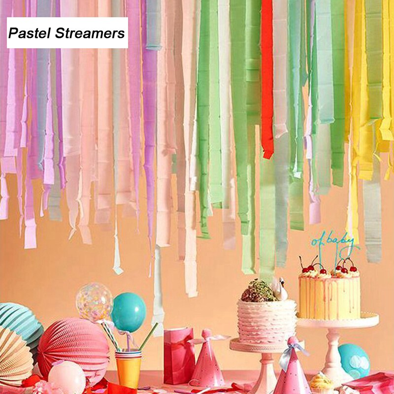 6pcs/lot Macaron Pastel Crepe Paper Streamers Rainbow Unicorn Birthday Party Decoration for Baby Shower Backdrop 5cm*2.5m
