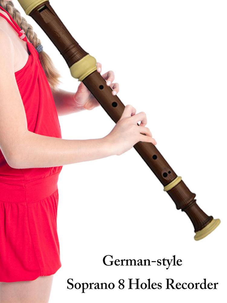 Wooden Soprano Recorder German Style 8 Holes C Key Instrument With Cleaning Rod For Kids Adults