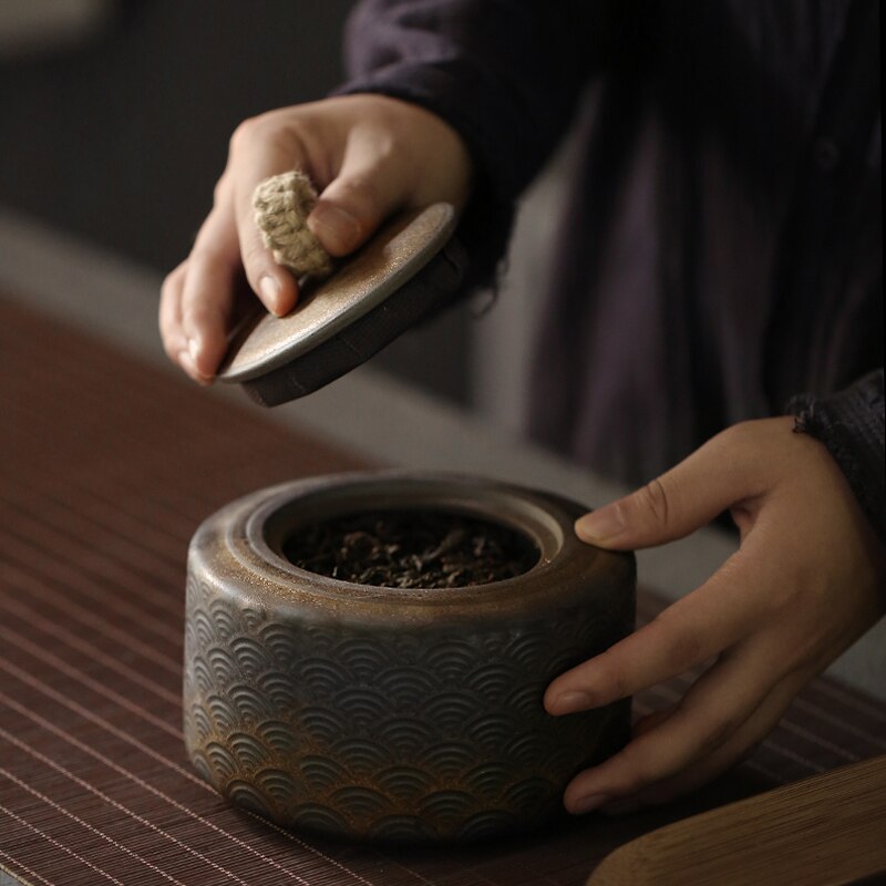 Tangpin japansk keramisk te caddier årgang porselen te beholder lagring te eller matte