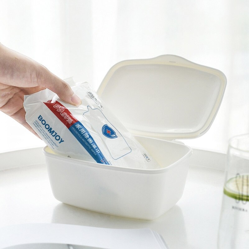 Våtservietter oppbevaringsboks flip cover støvtett baby våtserviett dispenser med klistremerker