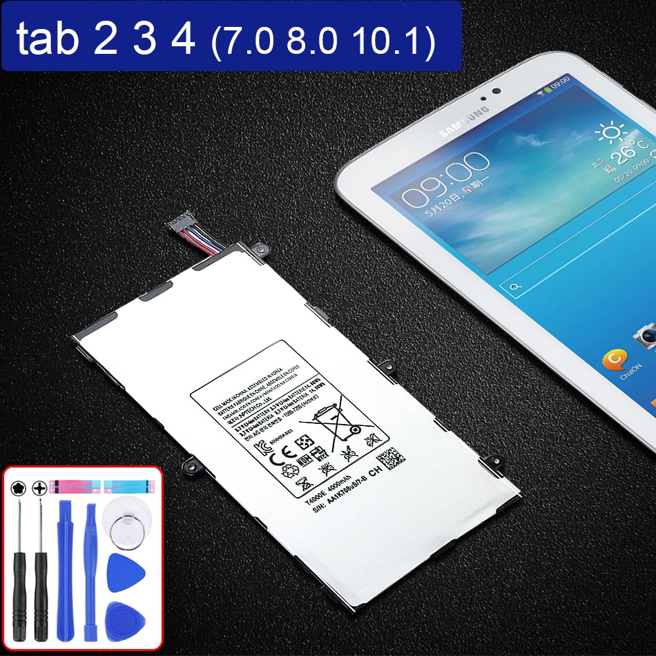 Bateria para tablet, galaxy tab 2 3 4 7.0 8.0 tab2 tab3 lite tab4 sm t210 t211 t310 t311 t530 t531 p3100 p5200 p5210