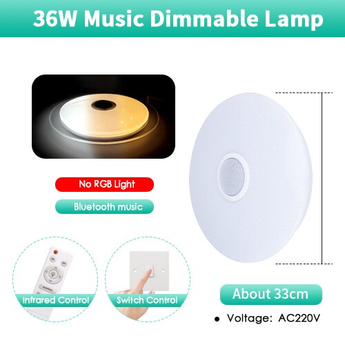 RGB Mordern LED Ceiling Light Dimmable 220V APP Remote Control Bluetooth & Music Speaker Colorful bedroom living room Smart Lamp: 3colors-RT-BT-33cm