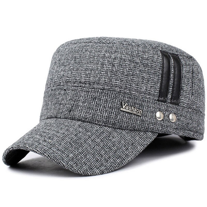 VORON 2017 Europeu novo inverno chapéu de algodão dos homens de moda homens e mulheres de outono e inverno boné de beisebol ajustável elástica cap ouvido: Cinza