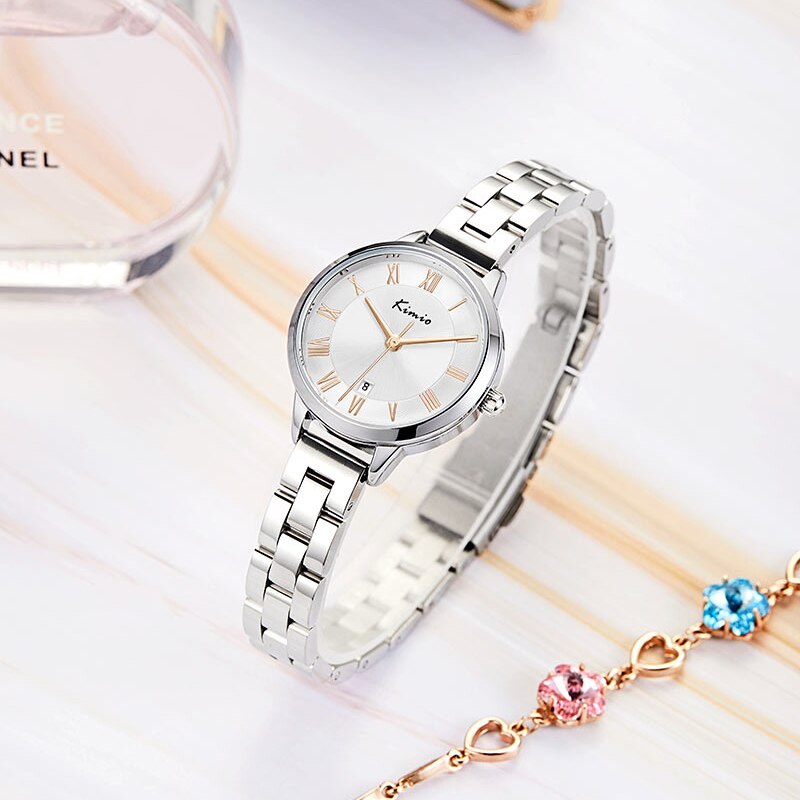 Kimio Uhr Frauen Quarzuhr Edelstahl Armbinde Uhren lässig Wasserdichte Armbanduhr Damen Geschäft Uhren