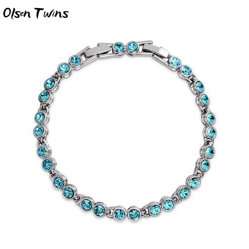 Olsen Twins Luz Azul Rosa Roxo Cristal Zircon Cuff Pulseras Pulseira De Tênis Femme Dropshipping