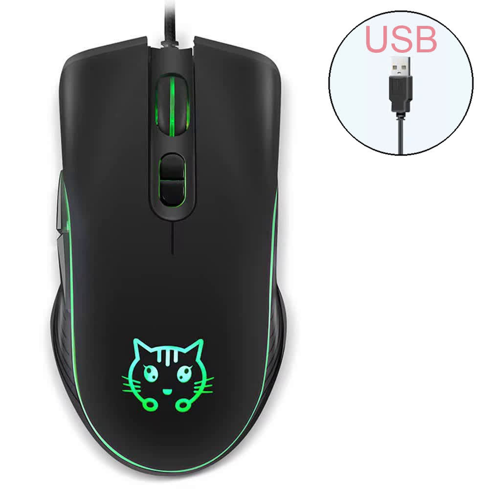 Przewodowa mysz gamingowa usb różowa komputerowa e-sportowa mysz 2400 dpi kolorowa podświetlana cicha mysz do laptopa pc mac: Fioletowy