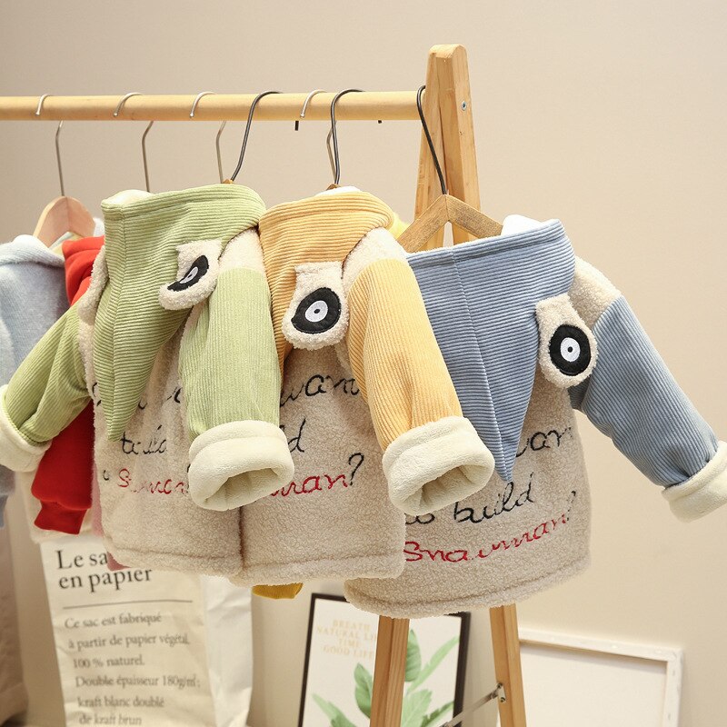 Winter Baby Jongens Lange Mouwen Cartoon Kikker Hooded Brief Dikke Fleece Jassen Kinderen Kids Parka Warme Bovenkleding Jassen Casaco