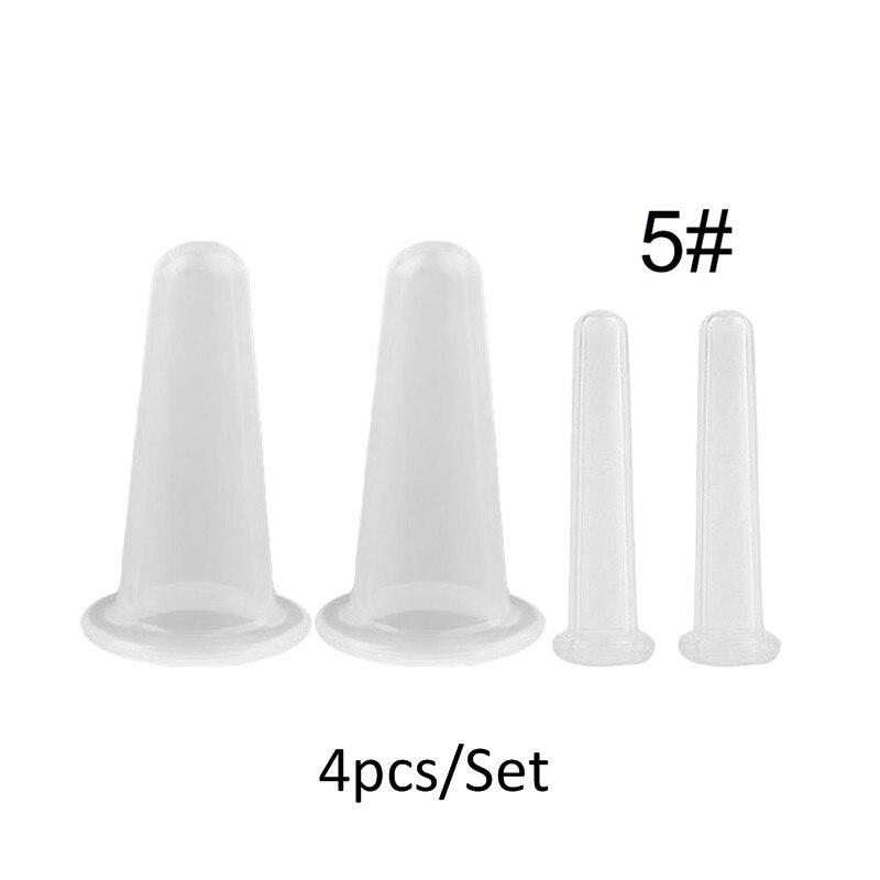 4 Stuks Siliconen Cupping Cup Vacuüm Gezicht Massage Cup Gezicht Lichaam Cupping Zuignappen Facial Been Arm Ontspanning Gezondheidszorg tool: 4Pcs White
