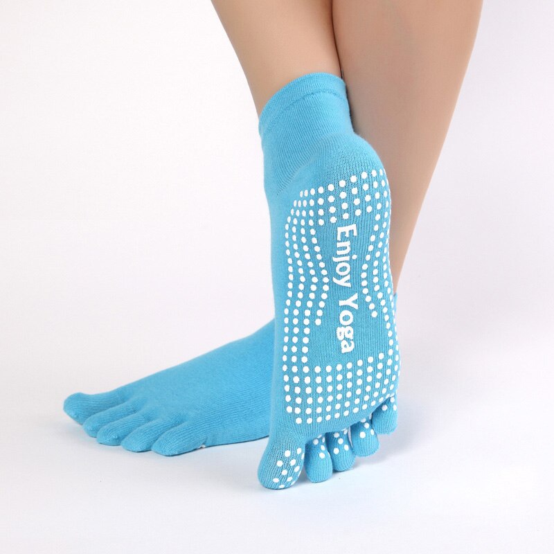 Women Yoga Toes Socks Gym Dance Sport Exercise Five Fingers Socks Non Slip Massage Fitness Accessories Dots Warm Black