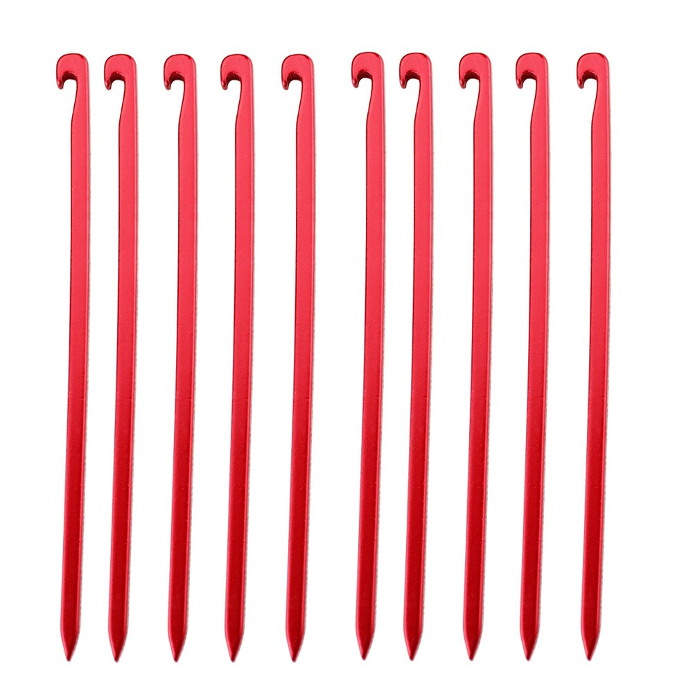 10 pièces/lot de piquets de tente en alliage d'aluminium 16cm piquets de jardin clou de terre hamac robuste Camping pour Guyline auvent flyleaf: Rouge