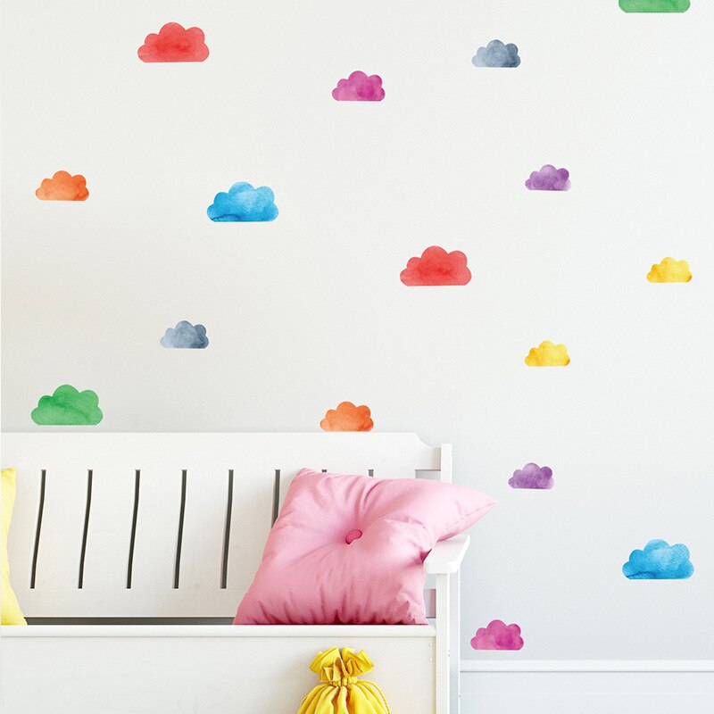 Stickers muraux de planète arc-en-ciel et nuage, stickers créatifs, pour chambre d'enfant et maternelle, pour chambre de bébé ou de fille, DIY bricolage