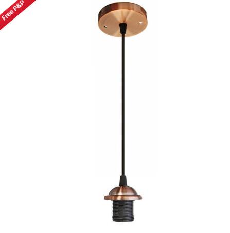 Vintage retro  e27 skrue loft vedhæng lys pvc fleksibel pendel holder belysning montering med loftplade 1m lampe: Guld
