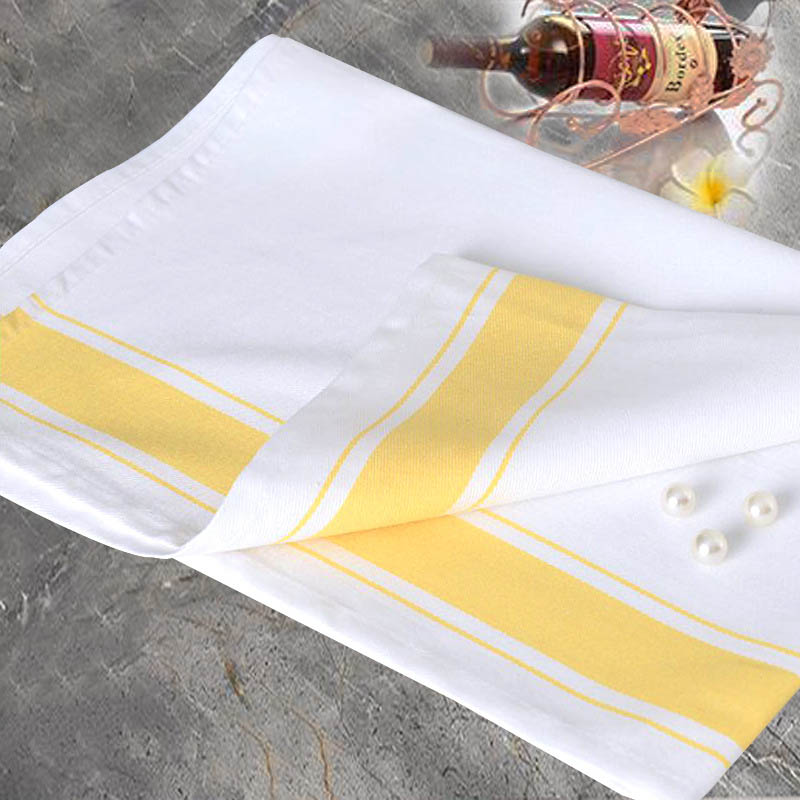 5pcs/batch Cotton Wiping Cloth Western Restaurant Napkin Towel Absorbent Cotton Plaid Tea Towel Handkerchief: Yellow 50x70cm