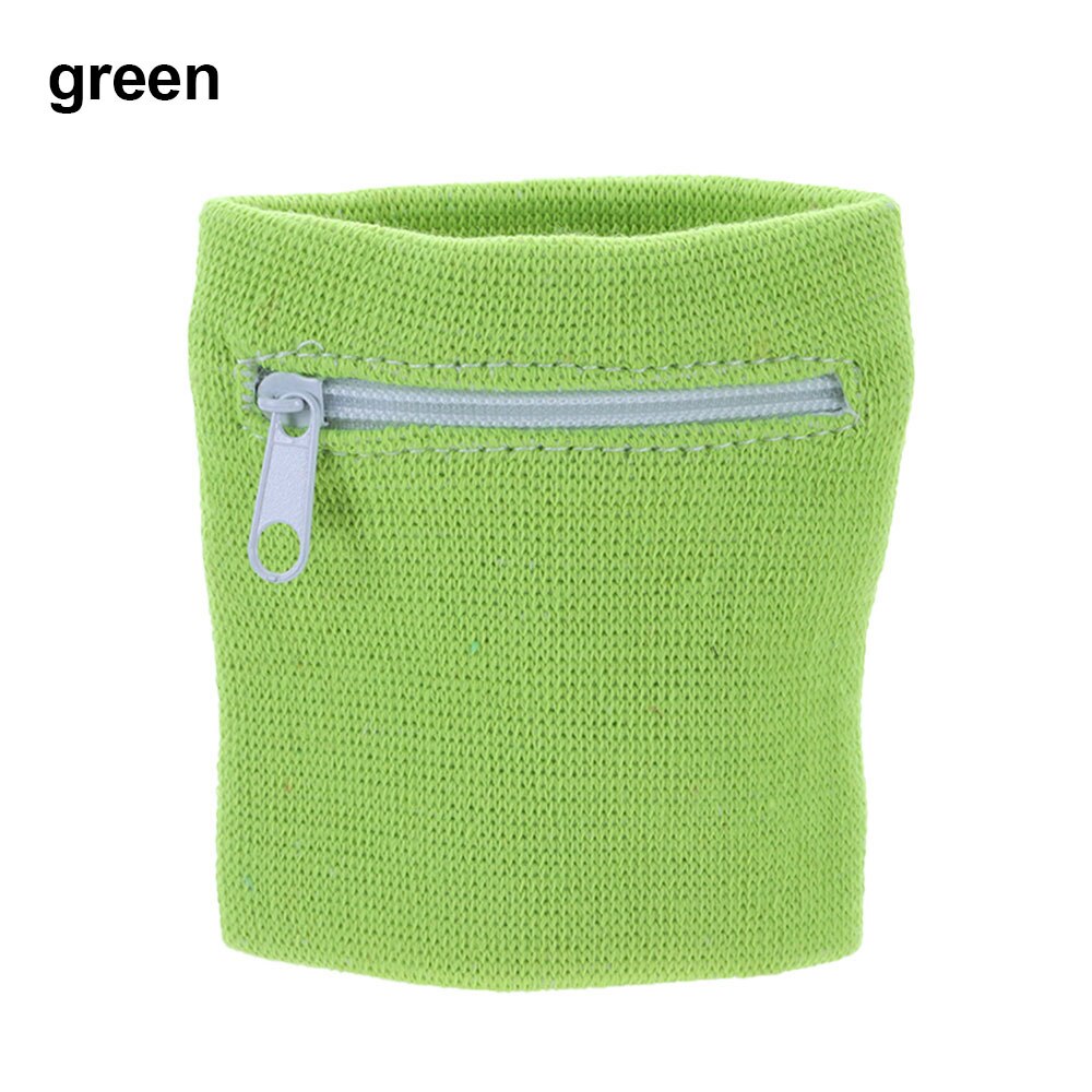 1Pc Soft Wrist Band Sport Wrist Purse Bag Running Wrist Protection Outdoor Gym Key Pocket Bike Wallet Safe Zipper Wrist Band: green