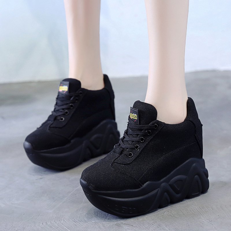 Baskets à semelle compensée pour femmes, chaussures à talons hauts respirants, automne chaussures décontractées 11CM