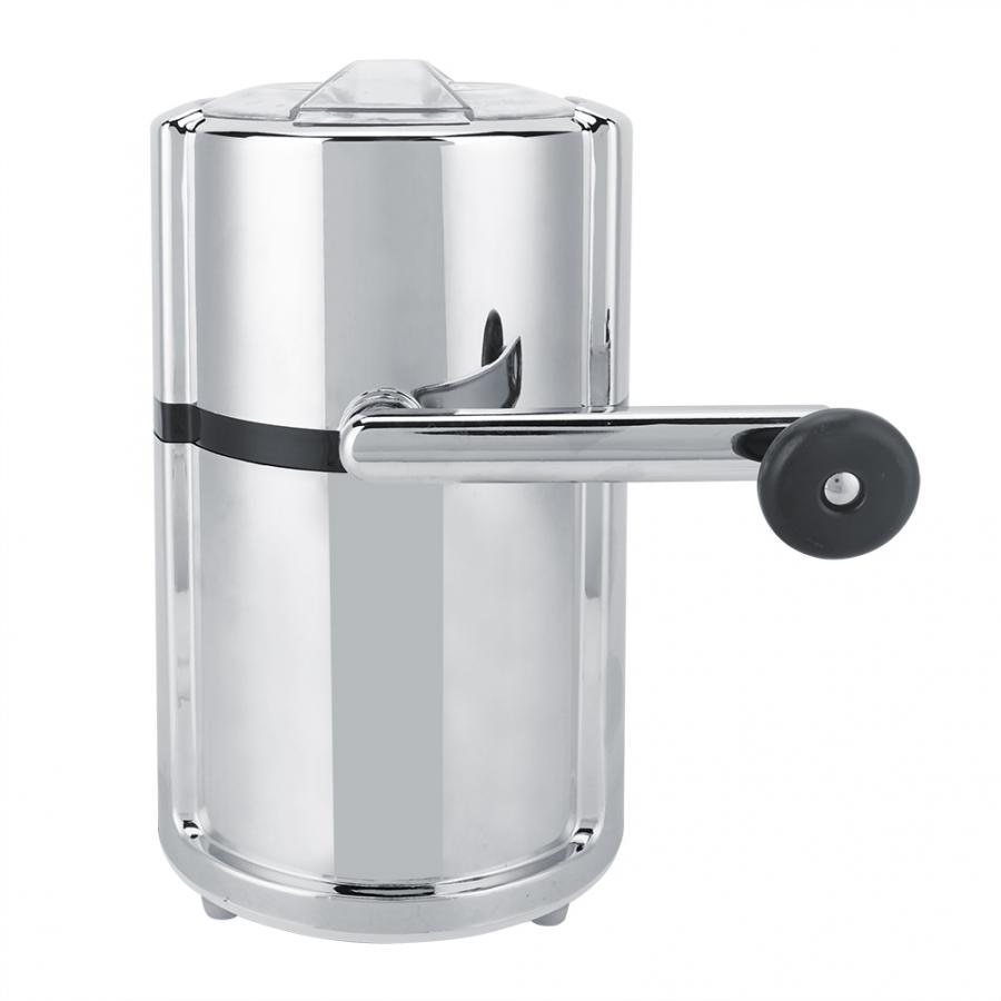 Round Shape Hand Crank Manual Ice Crusher Shaved Ice Machine Kitchen Tool Ice Maker Machine Stainless Steel