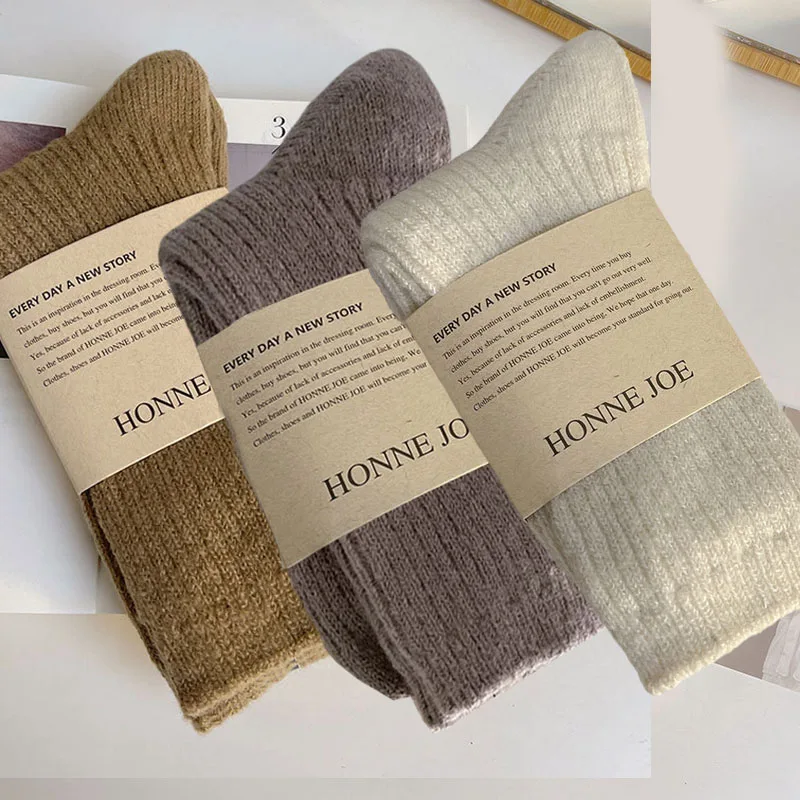 1/3 pares de Calcetines largos térmicos de lana y Cachemira para Mujer, ropa de casa para dormir, Calcetines gruesos y cálidos para Otoño e Invierno, Calcetines para Mujer: Lavanda