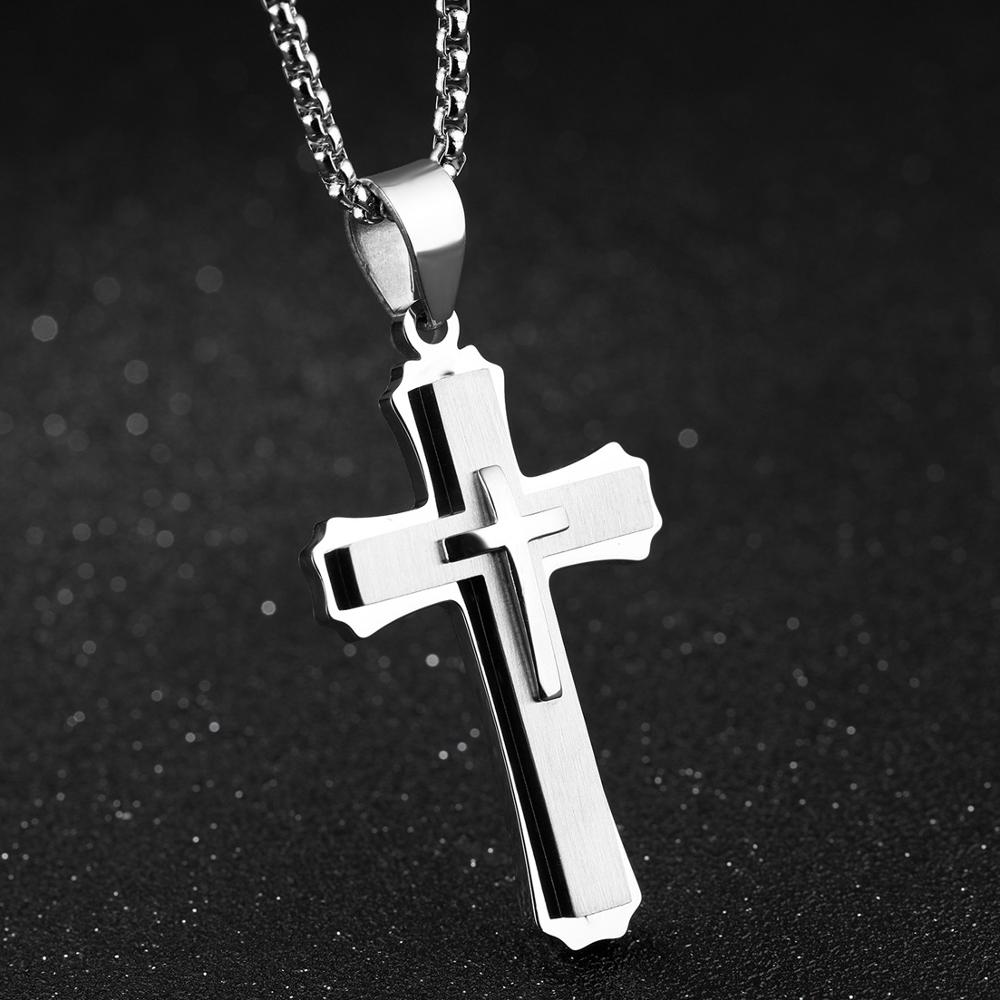 Collier en acier inoxydable 316L pour hommes, pendentif croisé de supérieure, bijoux de noël, offre spéciale: Default Title