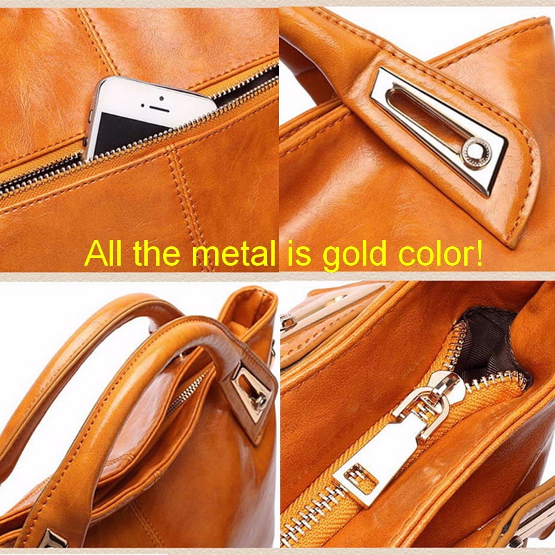 Women Oil Wax Leather Handbags Shoulder Bags Ladies Handbags brand PU leather women bags WLHB1398