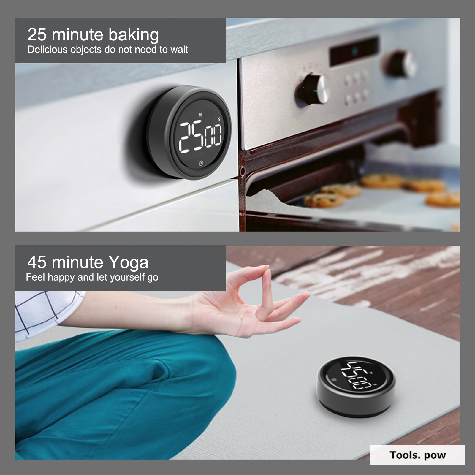 LED Digital Timer Kitchen Rotating Timer Stopwatch Kitchen Shower Study Counter Manual Magnetic Electronic Timing Tool