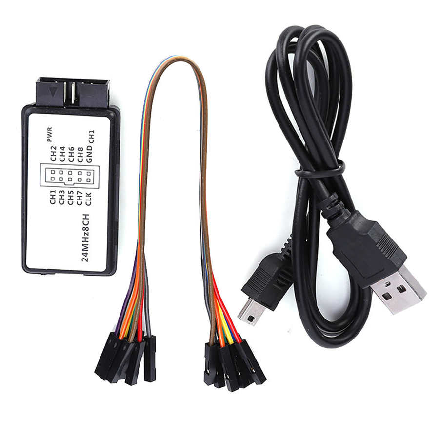 Analizador lógico USB LA1002, dispositivo portátil con Cables para electrónica automotriz, 5MHz, 24M, 8 canales