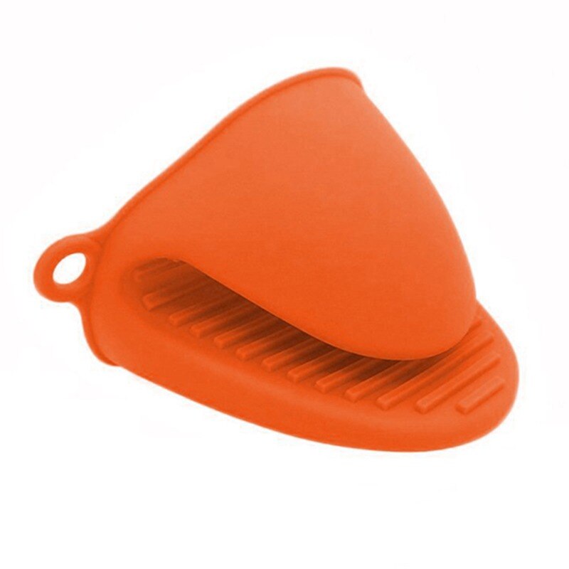 2x ovenwanten mini siliconen hittebestendige anti-verbrandingshandschoenen voor koken knijpgrepen, pannenlap en pannenlappen oranje