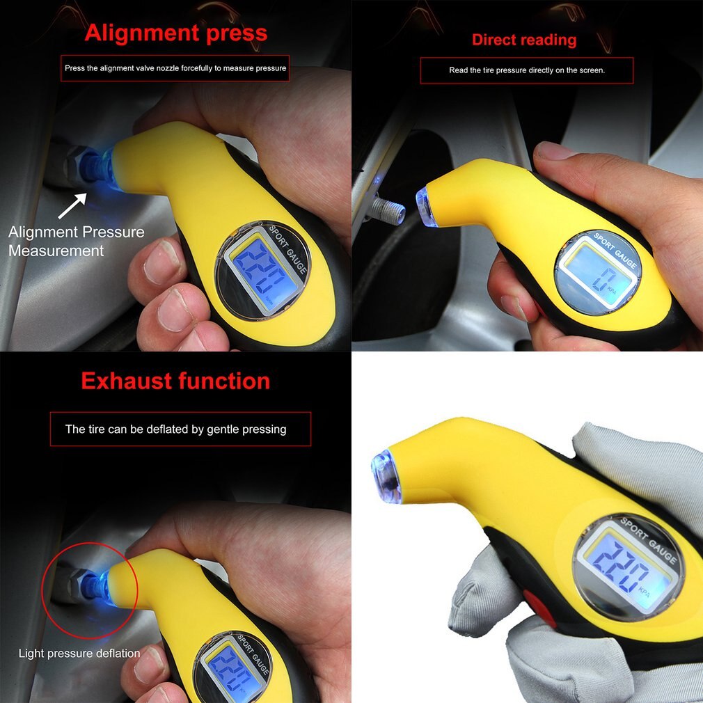 Medidor de presión de neumáticos LCD Digital electrónico para coche, probador de barómetros manómetro de neumáticos de retroiluminación de 0-100 PSI