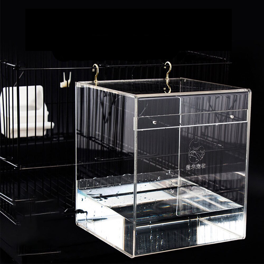 Large Size Transparent Acrylic Bird Bathtub For Water Washing Dry Cleaning Splash-proof Bath Basin Bird Cage Accessories