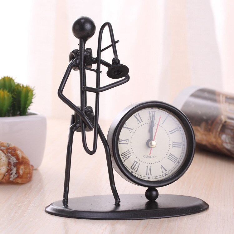 Small Alarm Clock Iron Stainless Steel Personality Retro Table Bedroom Horloge Home Decoration: D