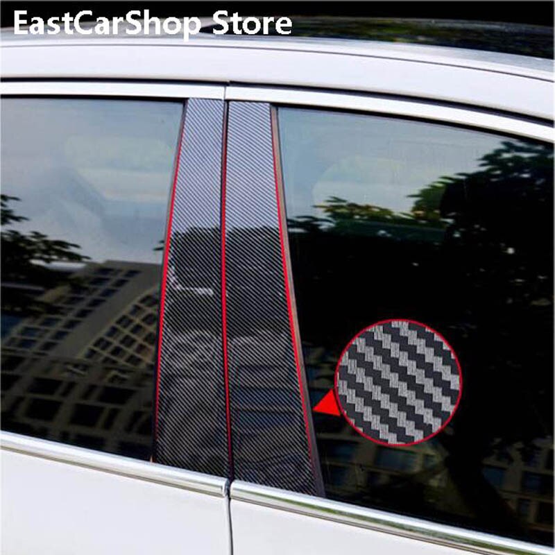 For Renault Captur Car Door Central Window Middle Column Decoration Strip PC B C Pillar Accessories: 2014-18 Carbon Fiber