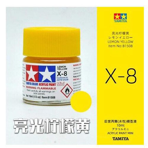Tamiya 10ml Color Acrylic Paint(Mini's) 81501-81517 Bottles X-1 To X-17 Colors/Gloss: X8-81508