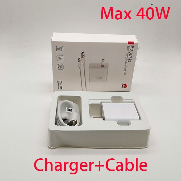 Originele Huawei Supercharge Lader 40 W Voor Huawei P30 Mate 30 20 Rs Nova 7 6 5 Pro Honor 30 10V 4A Super Opladen: Charger and Cable