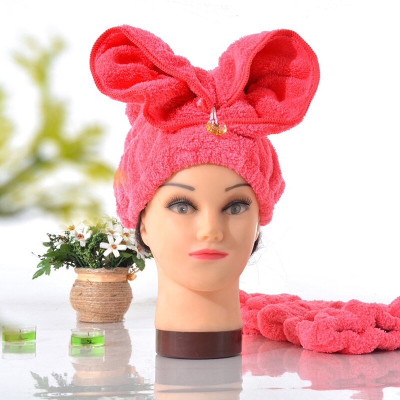 Microfiber Thicken Hair Turban Quickly Dry Hair Hat Wrapped Towel Bath With Cute Bathroom Accessories