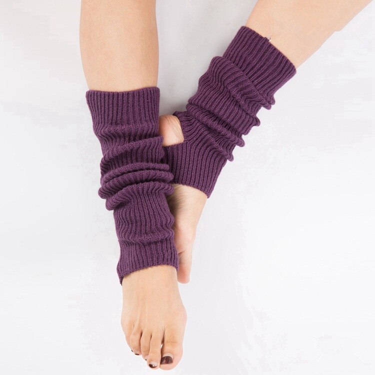 Kinderen Adult &#39;S Beenwarmers Gebreide Sport Beschermende Wol Ballet Benen Cover Yoga Latin Dance Voet Warm Lolita Sokken: dark purple