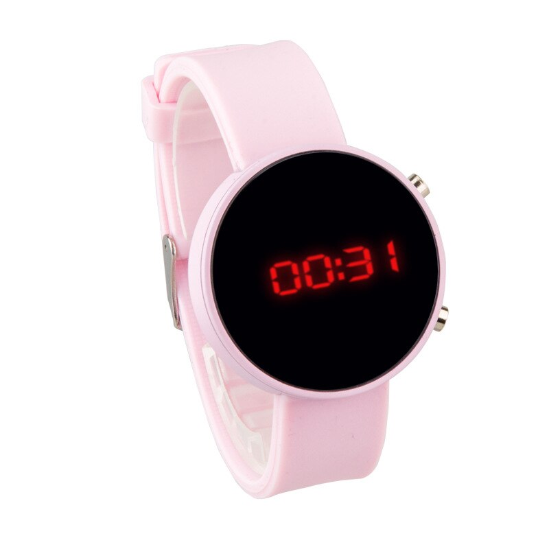 Sport smart digitalt ur kvinder led dato display silikone rem armbånd ure mænd elektroniske armbåndsure børn ur: Lyserød