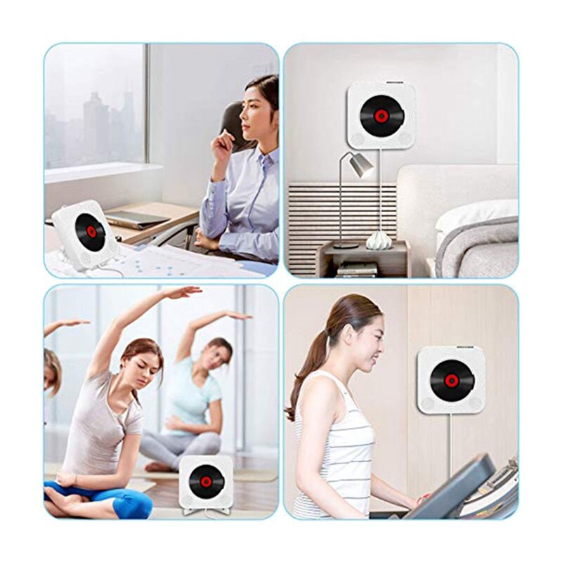 KC-809 Wall-Mounted CD Player Bluetooth Speaker Portable Home Audio Boombox With Remote Control FM Radio