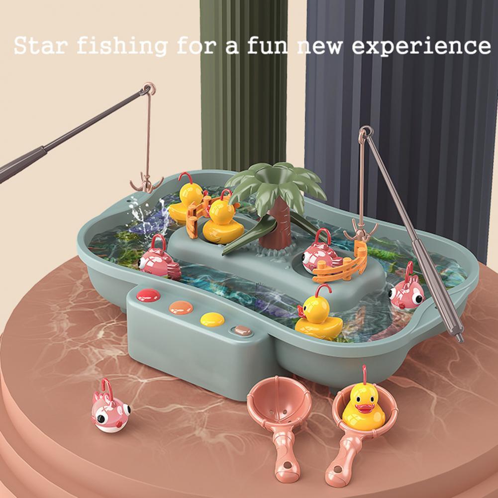 1 Set giocattolo da pesca Musical Electronic Duck Design pesca rotante elettrica gioca gioco giocattolo per l&#39;intrattenimento domestico per bambini