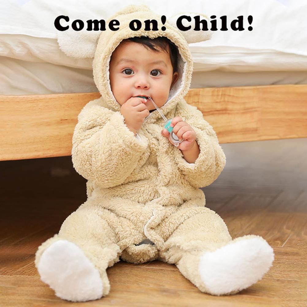 Baby girl clothes cartoon bear jumpsuit newborn baby boy clothes thickened baby jumpsuit cute baby newborn winter clothing
