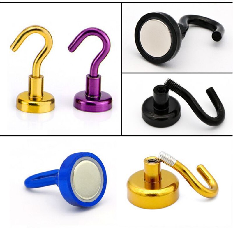 8Pcs Magnetic Hook Strong Hook Magnet Bracket Wall Suction Hook Bracket Support Hardware Magnetic Tool Multicolor #
