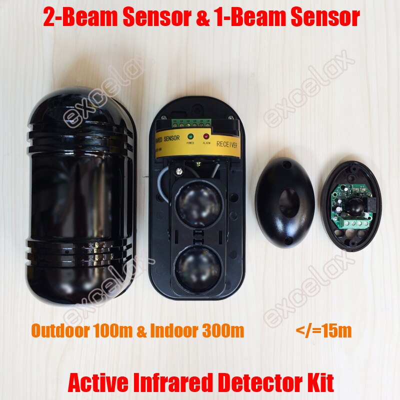 Foto-elektrische 2-Beam IR 300 m & 1-Beam IR 15 m Kit Sensor Actief Infrarood Inbraakdetectie Outdoor Hek Muur Motion Alarm