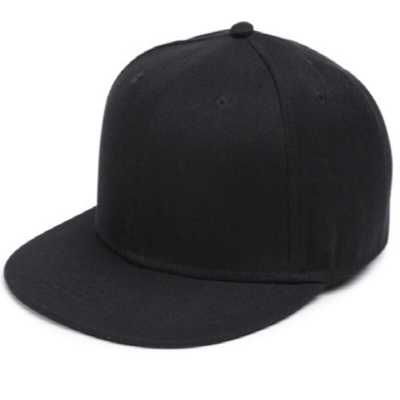 Gorra de béisbol lisa de color liso con visera plana de hip hop para niños gorra de béisbol en blanco gorra para el sol ajustable para niños y niñas: Black