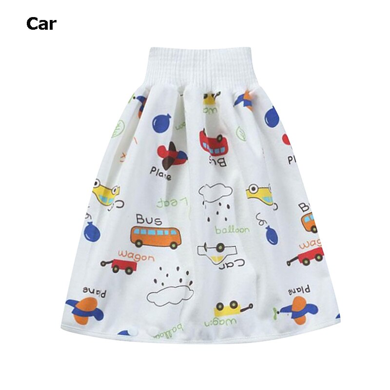 2 in 1 Comfy Children's Adult Diaper Skirt Shorts Waterproof Baby Diaper Pants Loose Absorbent Shorts Unisex Kids Underwear: Car / M(17x35cm) 0-4T