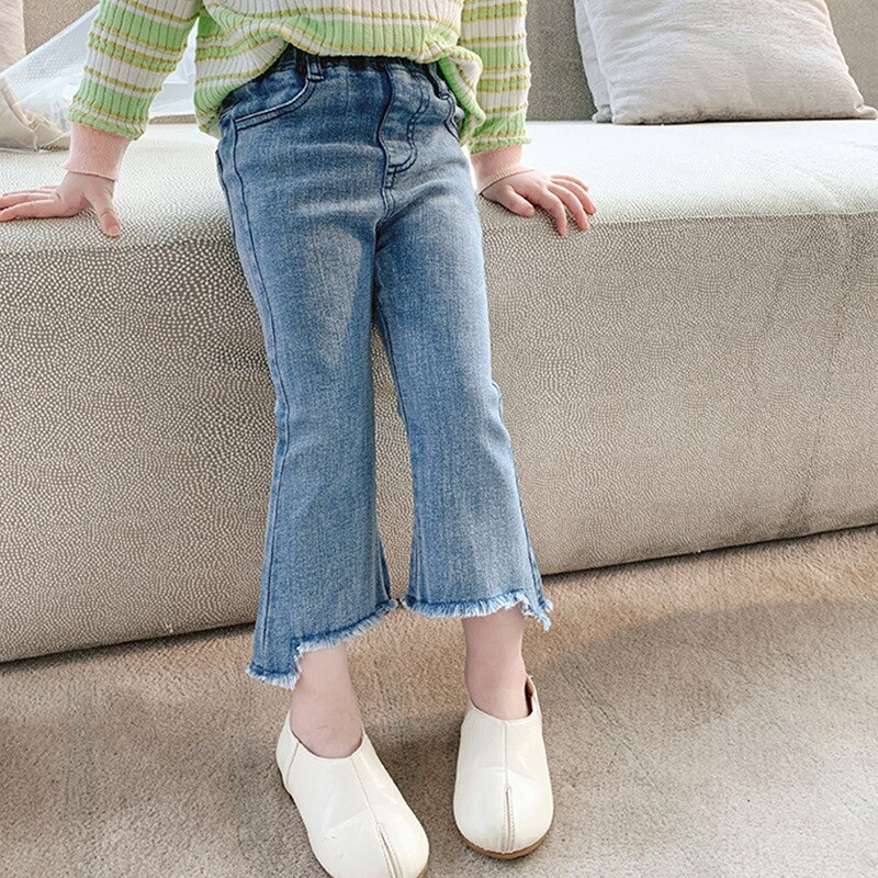 2-8T Kid Girl Jeans Toddler Baby Spring Clothes pantaloni in Denim elasticizzato a vita alta pantaloni eleganti per bambini dolci carini Streetwear