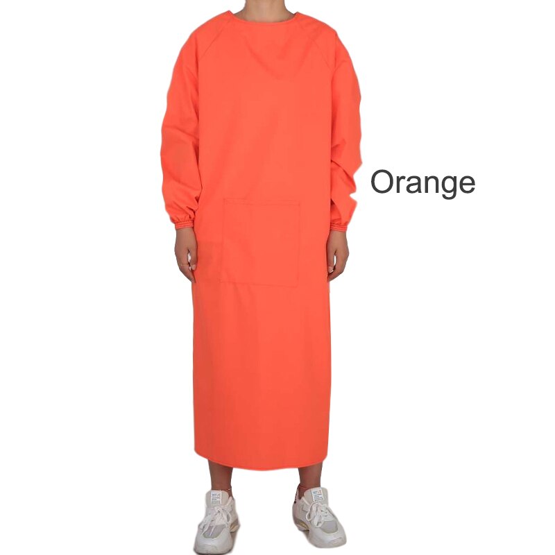 Bata impermeable reutilizable unisex, prenda de trabajo resistente al aceite y apta para la limpieza del hogar: Naranja