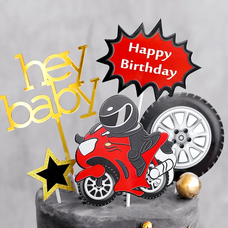Décoration de gâteau moto pour réception bébé, fournitures de fête d'anniversaire en alliage avec Locomotive, décor de pâtisserie pour enfant garçon, Dessert de mariage, d'amour