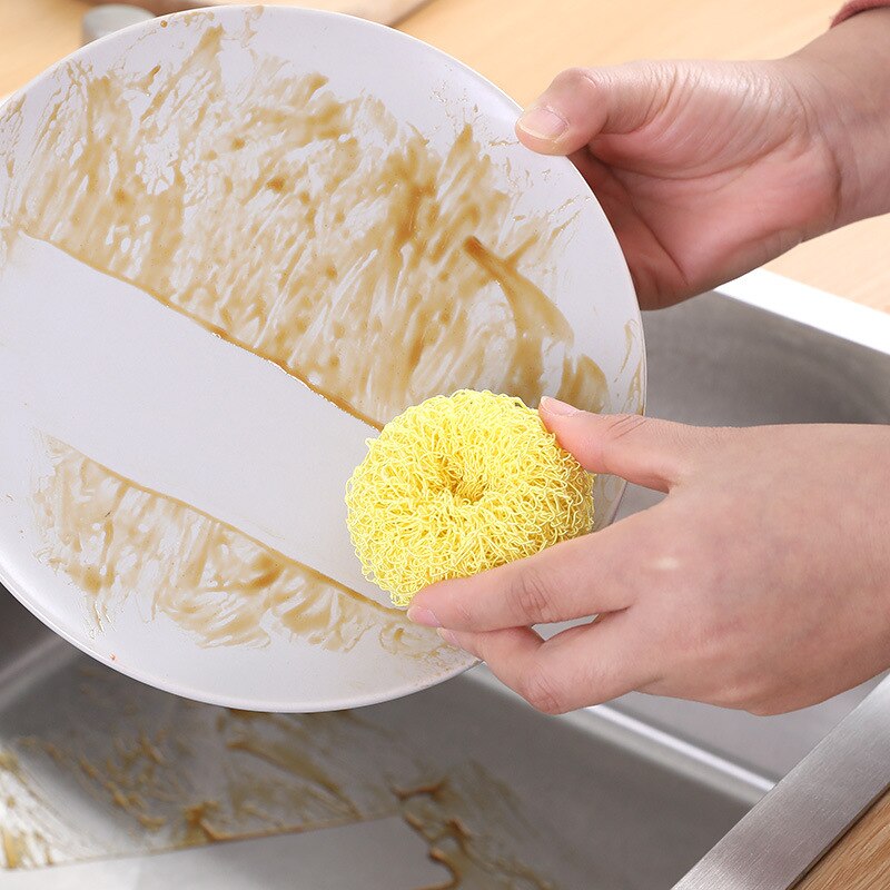 Scratch-Free Dish Scrubber Dish Plate Pot Washing Fiber Steel Ball Cleaning Brush Antibacterial Dishwasher Kitchen Home Cleaner